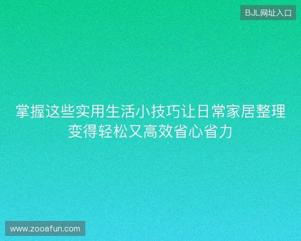 掌握这些实用生活小技巧让日常家居整理变得轻松又高效省心省力 掌握这些实用生活小技巧让日常家居整理变得轻松又高效省心省力